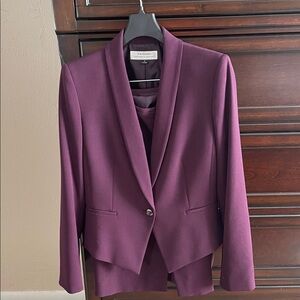 Chic Deep Purple Blazer and Skirt Set